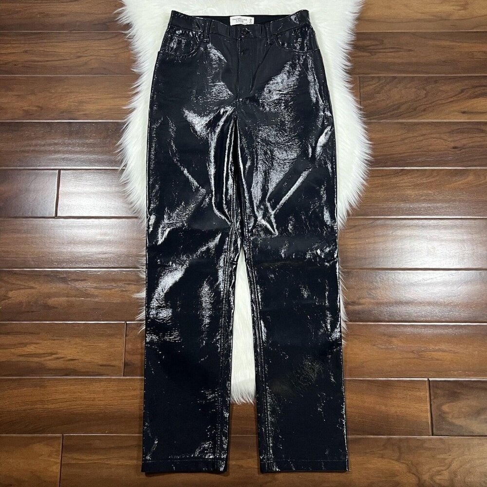Abercrombie & Fitch Size‎ 8 / 29 Long Faux Leather High Rise 90s Straight Jeans